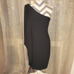 London Times One Sleeved Black Dress